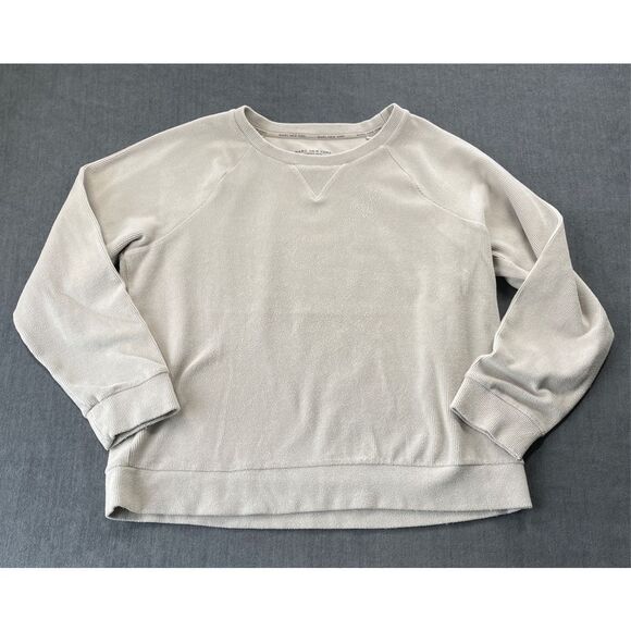 Andrew Marc Pullover Sweatshirt Mens M Beige Textured Casual Minimal Soft - Picture 1 of 8